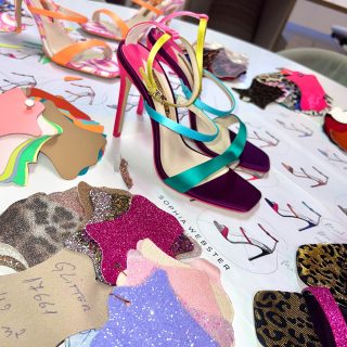 sketching and swatches behind the upcycled collection